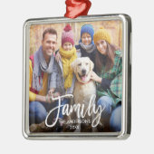 Modernes Pinselskript-Family-Foto Ornament Aus Metall (Links)