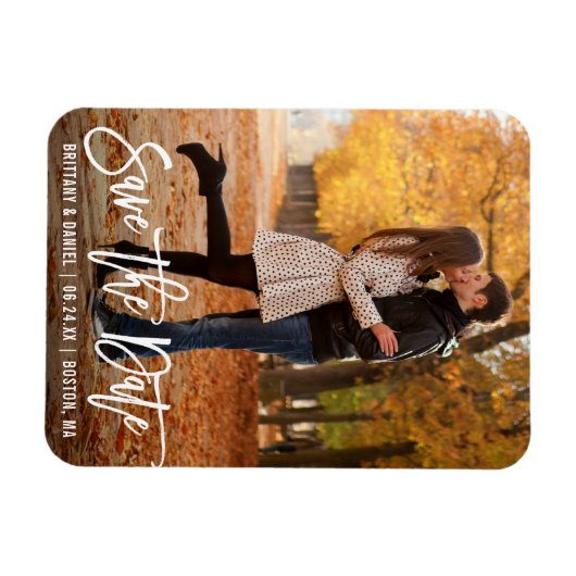 Modernes Pinselskript-Foto Save the Date Magnet (Horizontal)
