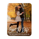 Modernes Pinselskript-Foto Save the Date Magnet (Vertikal)
