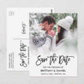 Modernes Pinselskript-Foto Save the Date Postkarte (Vorne/Hinten)