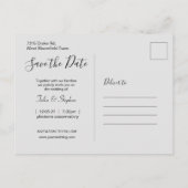 Modernes Pinselskript für 3 Fotos Rettete unser Da Ankündigungspostkarte (Rückseite)