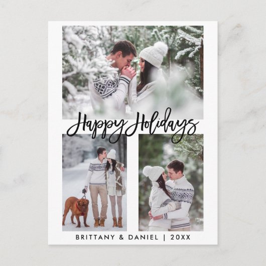 Modernes Pinselskript für Feiertage 3 Foto Urlaub Postkarte (Vorderseite)