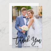 Modernes Pinselskript für Hochzeiten - Foto Dankeskarte (Vorne/Hinten)