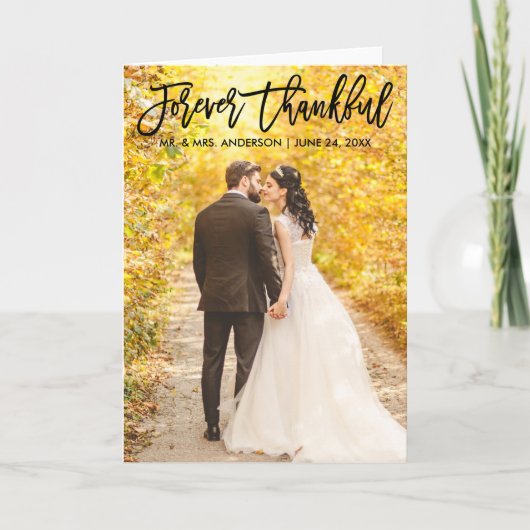 Modernes Pinselskript für immer Glückliche Hochzei Dankeskarte (Vorderseite)