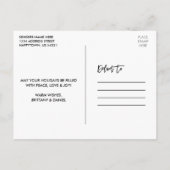 Modernes Pinselskript Grün glücklich Neues Jahr 3 Postkarte (Rückseite)