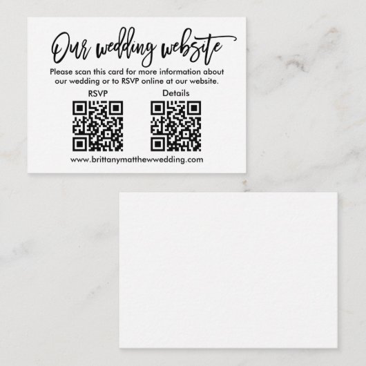 Modernes Pinselskript Hochzeit 2 QR UAWG Details Begleitkarte (Vorne/Hinten)