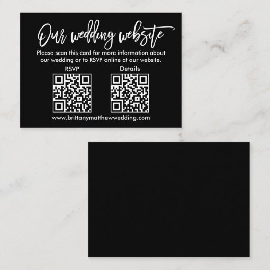 Modernes Pinselskript Hochzeitsskripte QR UAWG Det Begleitkarte (Vorne/Hinten)