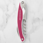 Modernes Pinselskript Magenta Bridesmaid Vorschlag Kellnermesser (Rückseite)