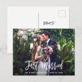 Modernes Pinselskript, nur verheiratet Foto Postkarte (Vorne/Hinten)