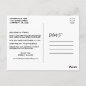 Modernes Pinselskript Rette das neue Datum Postkarte (Rückseite)