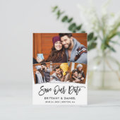 Modernes Pinselskript Rette unser Date 4 Foto Coup Postkarte (Stehend Vorderseite)