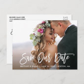 Modernes Pinselskript Rette unser Date-Foto Postkarte (Vorne/Hinten)