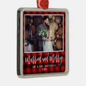 Modernes Pinselskript Rot Kariert Verheiratet und  Ornament Aus Metall (Rechts)