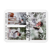 Modernes Pinselskript Save the Date 3 Foto Magnet (Horizontal)