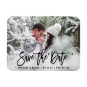 Modernes Pinselskript Save the Date Foto B Magnet (Horizontal)