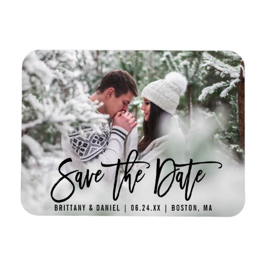Modernes Pinselskript Save the Date Foto B Magnet (Horizontal)