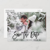 Modernes Pinselskript Save the Date Foto B Postkarte (Vorne/Hinten)