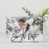 Modernes Pinselskript Save the Date Fotokarte B (Stehend Vorderseite)
