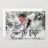 Modernes Pinselskript Save the Date Fotokarte B (Vorne/Hinten)