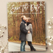 Modernes Pinselskript Save the Date mit Foto Postkarte