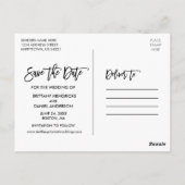 Modernes Pinselskript Save the Date mit Foto WS Postkarte (Rückseite)