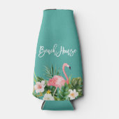 Modernes Pinselskript tropisches, florales Beach H Flaschenkühler (Vorderseite)