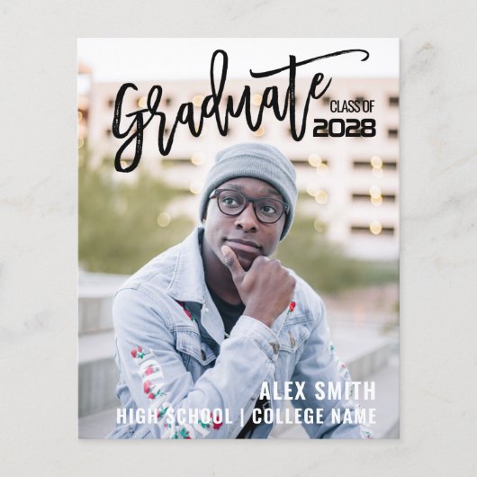 Modernes Pinselskript Vollständiges Foto Abschluss Flyer (Vorne)