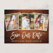 Modernes Pinselskriptholz Rette unser Date 3 Foto Postkarte (Vorderseite)