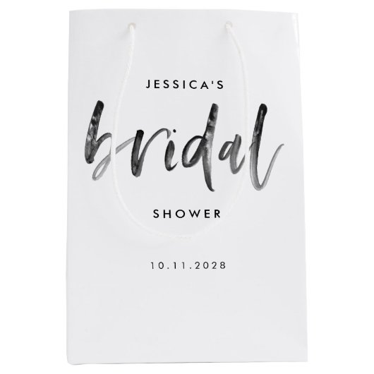 Modernes Pinselskriptkalligrafie-Brautparty Mittlere Geschenktüte (Vorderseite)