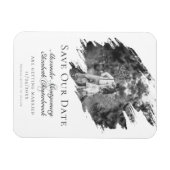 Modernes Pinselstrich-Foto Save the Date | Weiß Magnet (Horizontal)
