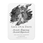 Modernes Pinselstrich-Foto Save the Date | Weiß Magnet (Vertikal)