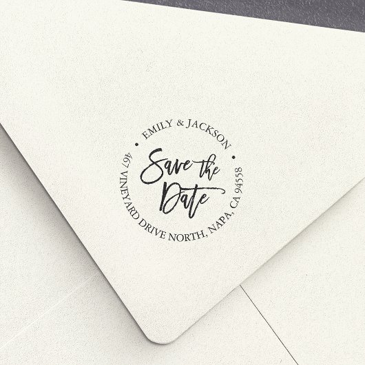 Modernes Pinselstrich Save the Date Rücksendeadres Permastempel