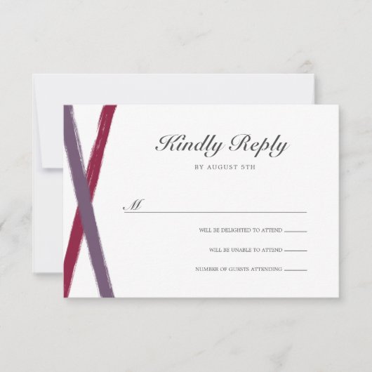 Modernes Pinselstriche Wedding RSVP | Lavender Ber Karte (Vorderseite)