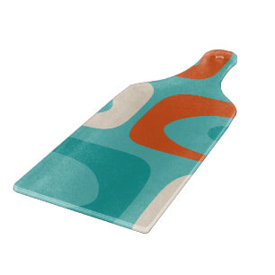Modernes Piquet-Muster Aquamarin orange Schneidebrett