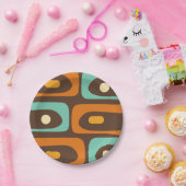 Modernes Piquet-Muster Brown Orange des Mitteljahr Pappteller (Party)