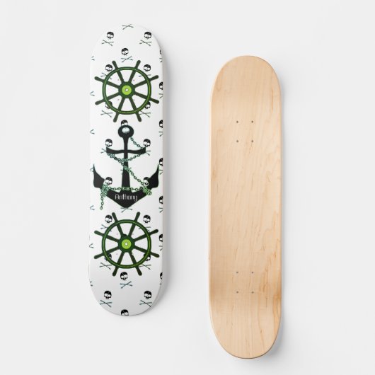 Modernes Piratenschiff, Name hinzufügen Skateboard (Vorderseite)