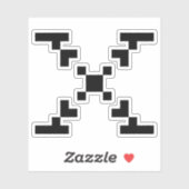 Modernes Pixel-Buchstabe X-Monogramm Aufkleber (Blatt)