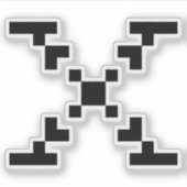 Modernes Pixel-Buchstabe X-Monogramm Aufkleber (Vorderseite)