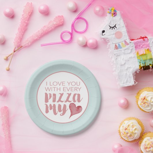 Modernes Pizza - das Valentinische Party Pappteller (Party)