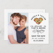 Modernes Pizza Liebe Black Script Foto Save the Da Postkarte (Vorne/Hinten)