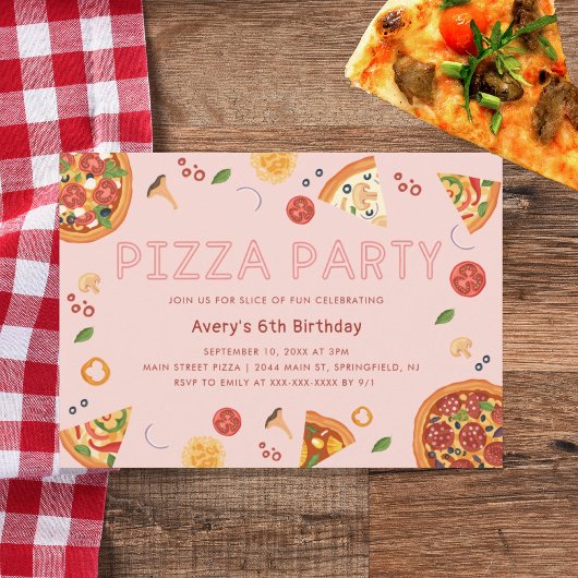 Modernes Pizza-Party jedes Jahr im Geburtstag Einladung