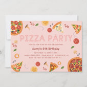 Modernes Pizza-Party jedes Jahr im Geburtstag Einladung (Vorderseite)