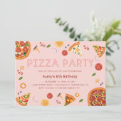Modernes Pizza-Party jedes Jahr im Geburtstag Einladung (Stehend Vorderseite)