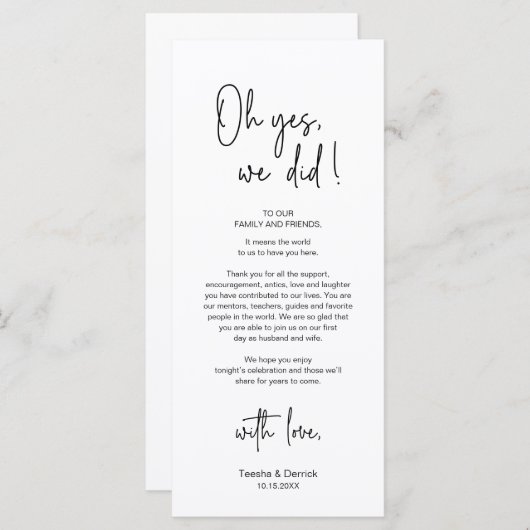 Modernes Place Setting Dinner Party Danke Karte (Vorne/Hinten)