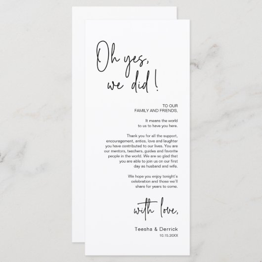 Modernes Place Setting Dinner Party Danke Karte (Vorne/Hinten)