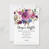 Modernes Plum Blue Baby Duschdusche Windeln Raffle Einladung (Vorderseite)