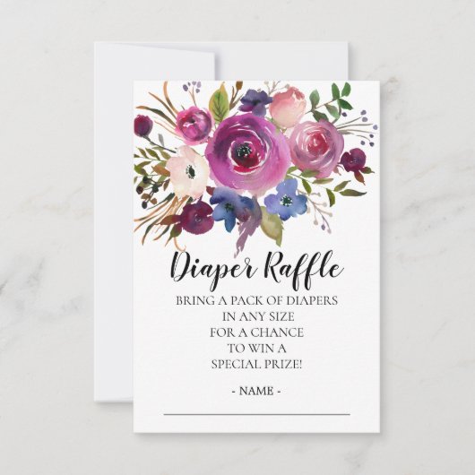 Modernes Plum Blue Baby Duschdusche Windeln Raffle Einladung (Vorderseite)