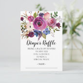 Modernes Plum Blue Baby Duschdusche Windeln Raffle Einladung (Stehend Vorderseite)