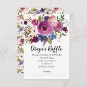 Modernes Plum Blue Baby Duschdusche Windeln Raffle Einladung (Vorne/Hinten)