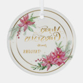 Modernes Poinsettia Kranz mit Kalligraphie Ornament Aus Glas (Rückseite)
